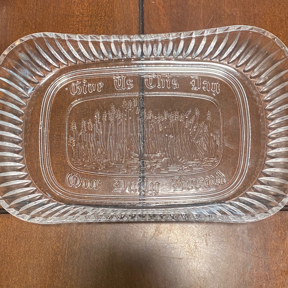 GIVE US THIS DAY Clear Glass Serving Tray SS2